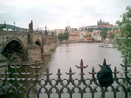 Prague Charles Bridge from downtown