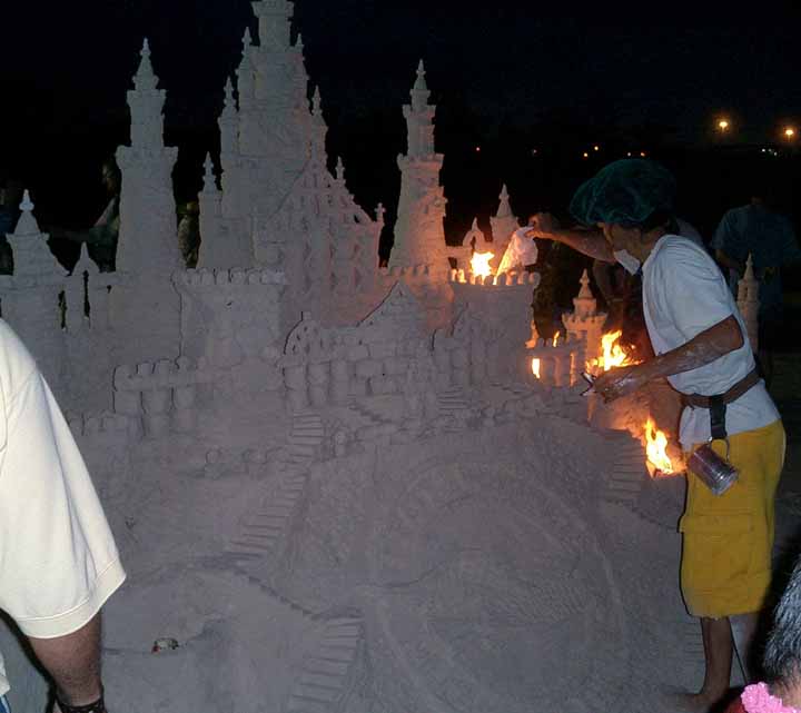 igniting sand castle fire
